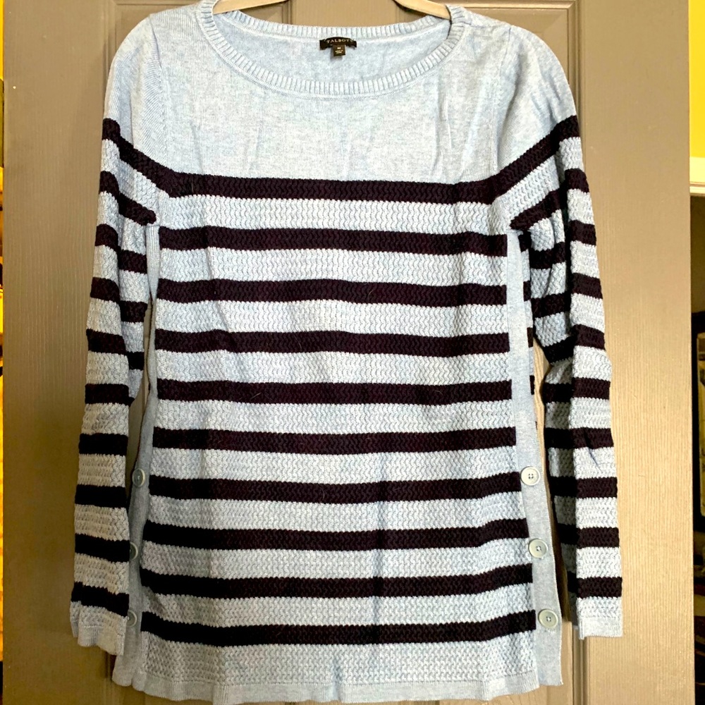 Knit top, blue with navy